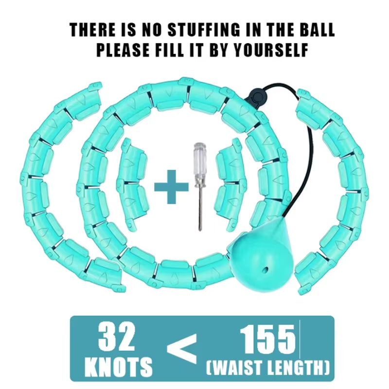 Weighted Exercise Hoop for Adults Weight Loss Knots Infinity Fitness Hoop with Extra Links 2 in 1 Adjustable and Detachable