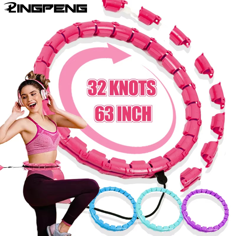 Weighted Exercise Hoop for Adults Weight Loss Knots Infinity Fitness Hoop with Extra Links 2 in 1 Adjustable and Detachable