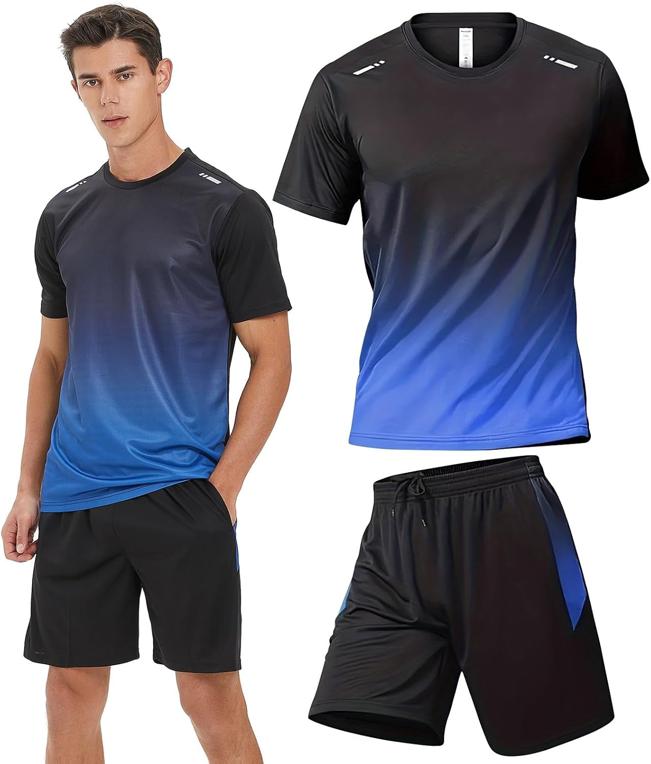 BOOMCOOL Gym Clothes for Men Workout Shirts Sets Outfits 3 Pack for Running Foot