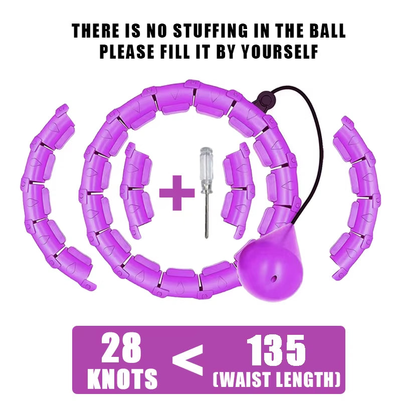 Weighted Exercise Hoop for Adults Weight Loss Knots Infinity Fitness Hoop with Extra Links 2 in 1 Adjustable and Detachable