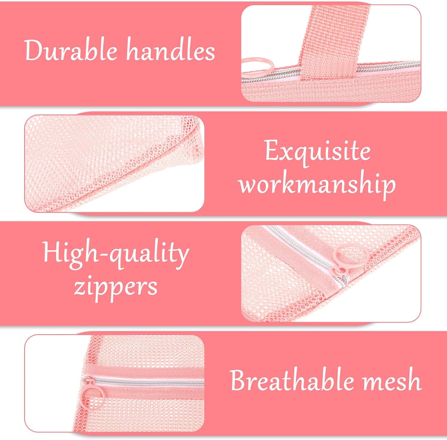 Mesh Shower Caddy Bag, Portable Small Hanging Toiletry Tote Bag with Zipper, Shower Caddy Quick Dry Mesh Tote Bag for Gym, Travel, Camp, Beach, for Sunscreen, Dorm & College Essentials(Pink)