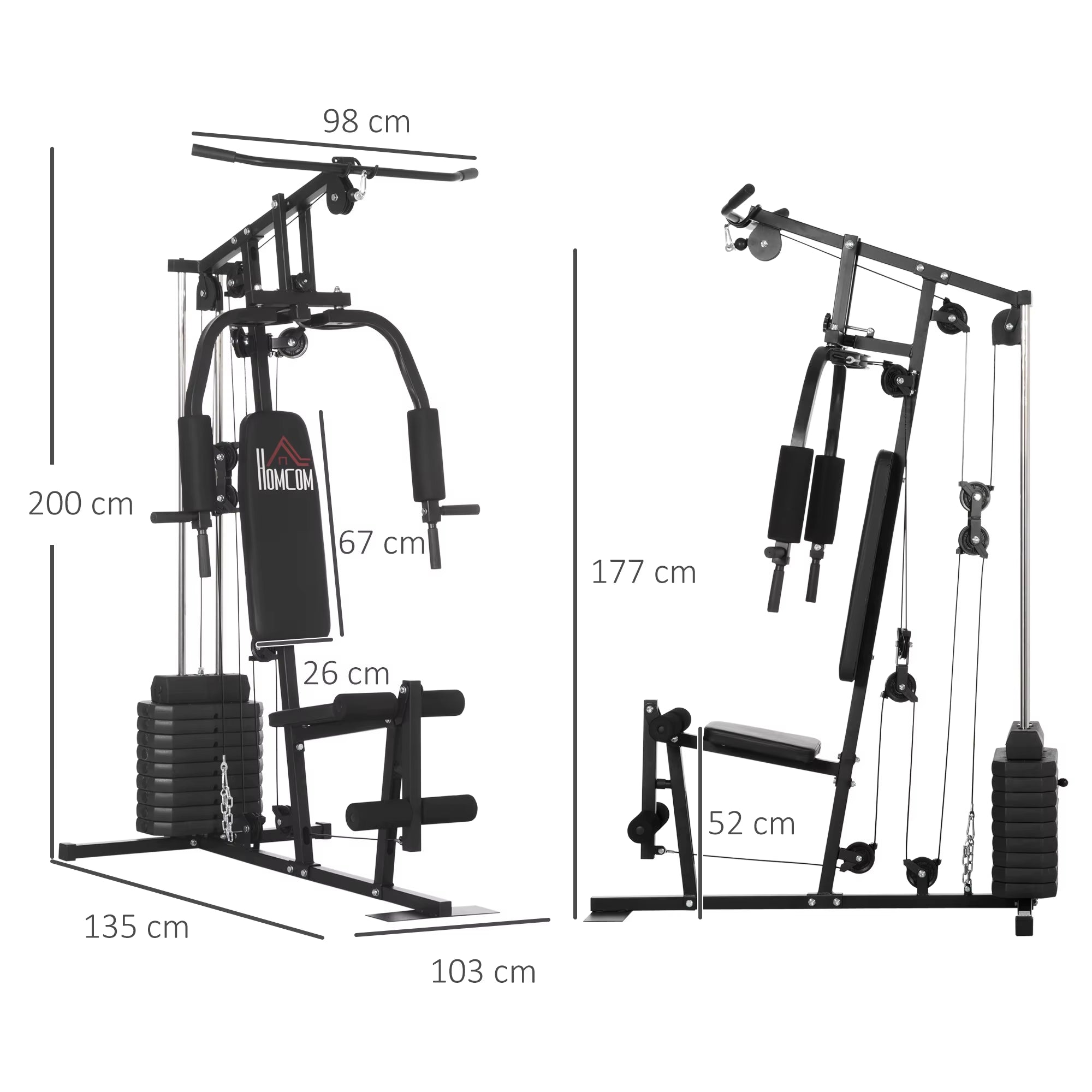Multi Gym with Weights, Multifunction Home Gym Machine with 45Kg Weight Stack for Full Body Workout and Strength Training