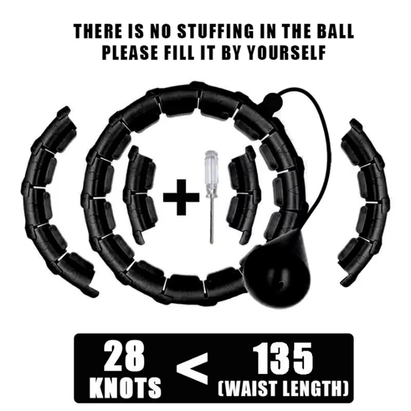 Weighted Exercise Hoop for Adults Weight Loss Knots Infinity Fitness Hoop with Extra Links 2 in 1 Adjustable and Detachable
