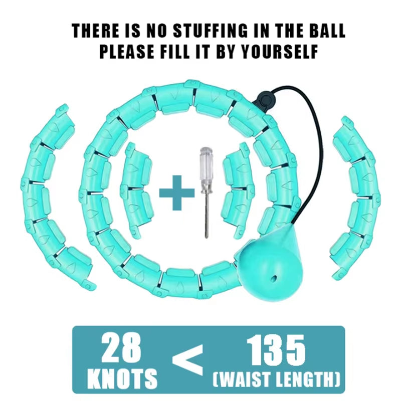 Weighted Exercise Hoop for Adults Weight Loss Knots Infinity Fitness Hoop with Extra Links 2 in 1 Adjustable and Detachable