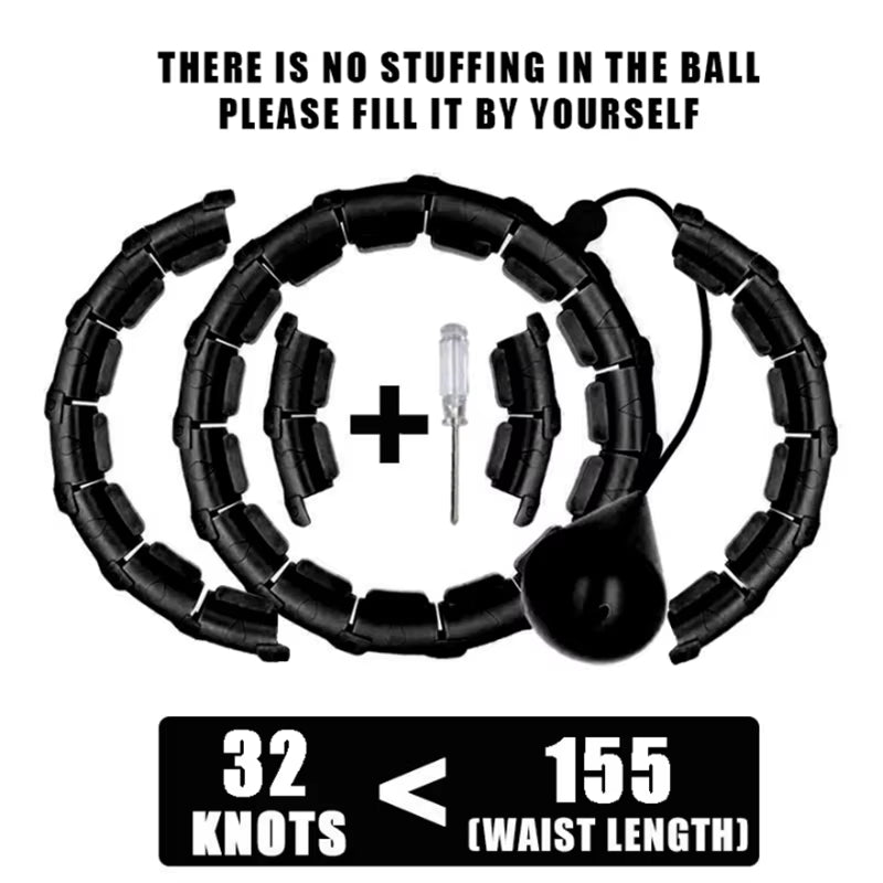 Weighted Exercise Hoop for Adults Weight Loss Knots Infinity Fitness Hoop with Extra Links 2 in 1 Adjustable and Detachable